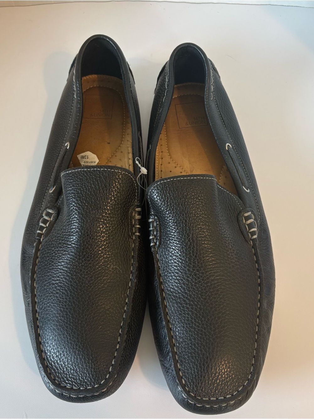 14th & Union Black Pebbled Leather Slip-On Driving Loafers Sz 13